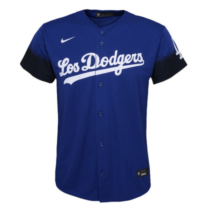 Freddie Freeman 5 Los Angeles Dodgers Signed Logo 2023 City Connect Player YOUTH Jersey - Royal