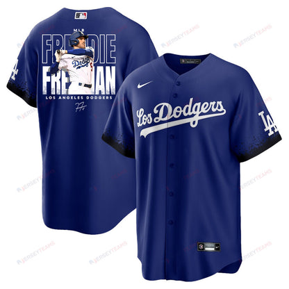 Freddie Freeman 5 Los Angeles Dodgers Signed Home Run 2023 City Connect Player Men Jersey - Royal