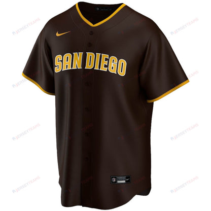 Juan Soto 22 San Diego Padres Signed Posture 2023 Alternate Player Men Jersey - Brown