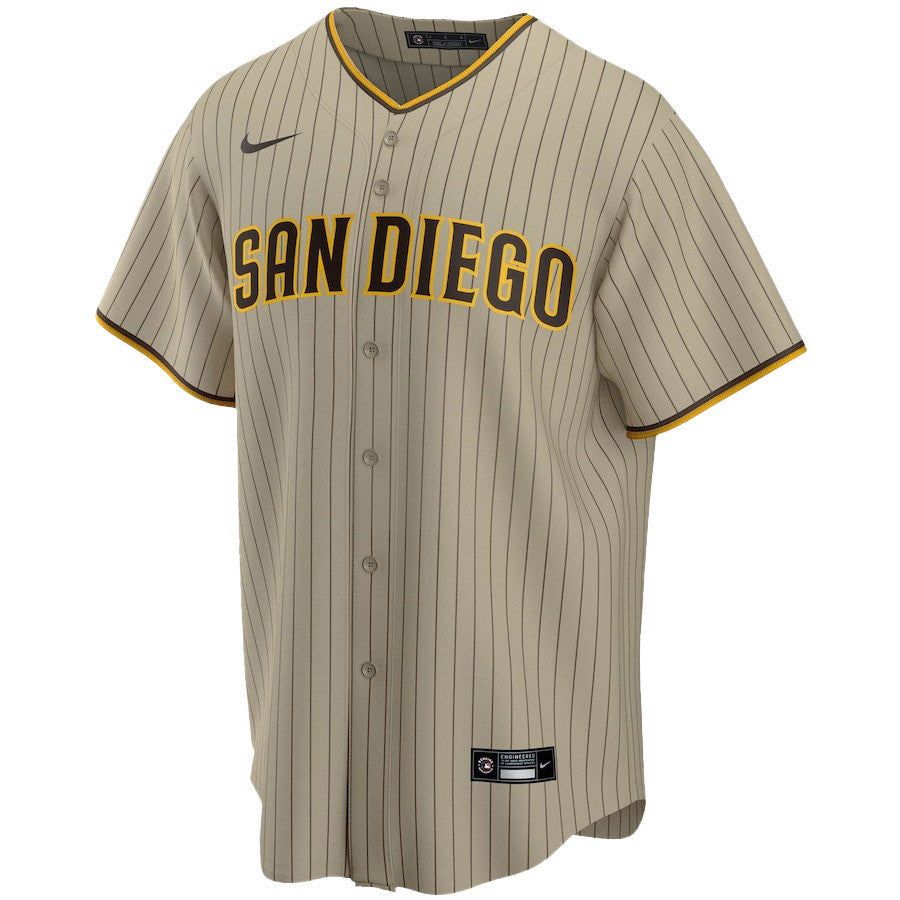 Juan Soto 22 San Diego Padres Signed Hit 2023 Alternate Player Men Jersey - Tan