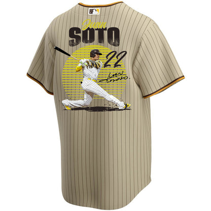 Juan Soto 22 San Diego Padres Signed Hit 2023 Alternate Player Men Jersey - Tan