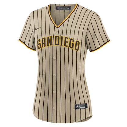 Juan Soto 22 San Diego Padres Signed Hit 2023 Alternate Player Women Jersey - Tan