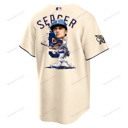 Corey Seager 5 Texas Rangers Signed Posture 2023 City Connect Player Men Jersey - Cream