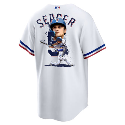 Corey Seager 5 Texas Rangers Signed Posture 2023 Home Player Men Jersey - White