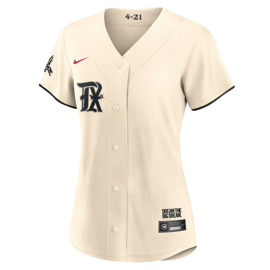 Corey Seager 5 Texas Rangers Signed Posture 2023 City Connect Player Women Jersey - Cream