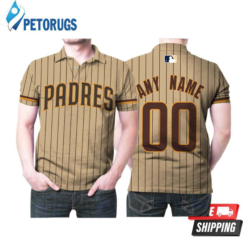 San Diego Padres 2020 Light Brown Stripe Inspired Custom Name & Number Printed Polo Shirt