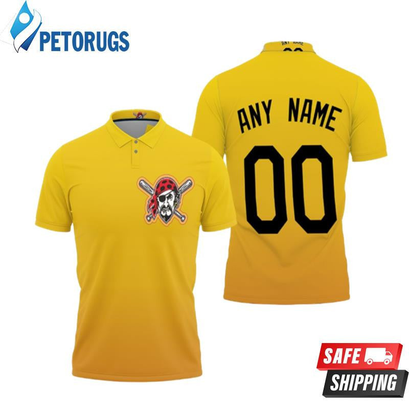 Pittsburgh Pirates 2020 Baseball Team Logo Yellow Custom Name & Number Printed Polo Shirt