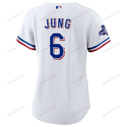 Josh Jung 6 Texas Rangers Home 2023 World Series Champions Women Jersey - White