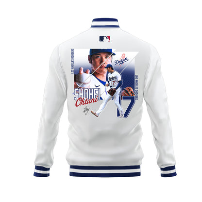 Shohei Ohtani 17 Los Angeles Dodgers Welcome To The Sho Baseball Jacket - White - All-Over-Printed Jacket