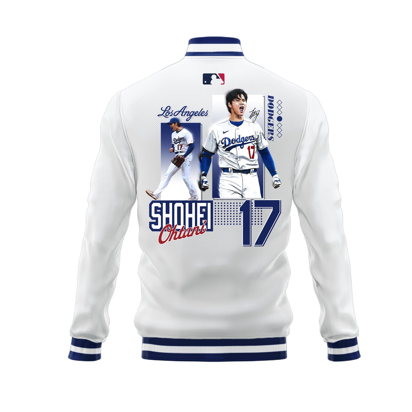 Shohei Ohtani 17 Los Angeles Dodgers Signed Sho King 2023 Road Baseball Jacket - White - All-Over-Printed Jacket