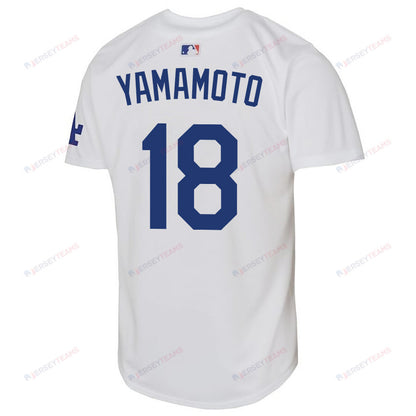 Yoshinobu Yamamoto 18 Los Angeles Dodgers YOUTH Home Jersey - White