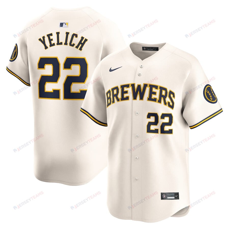 Christian Yelich 22 Milwaukee Brewers Home Limited Player Men Jersey - Cream