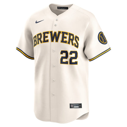Christian Yelich 22 Milwaukee Brewers Home Limited Player Men Jersey - Cream