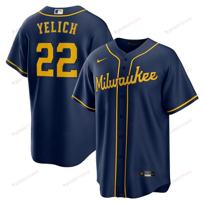 Christian Yelich 22 Milwaukee Brewers Alternate Player Men Jersey - Navy