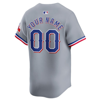 Texas Rangers Away Limited Custom Men Jersey - Gray