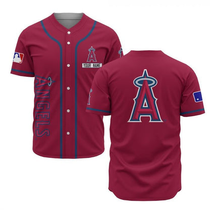 Los Angeles Angels Custom Name Baseball Jersey - Red