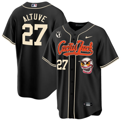 Jose Altuve 27 Houston Astros Cactus Jack Men Jersey - Black