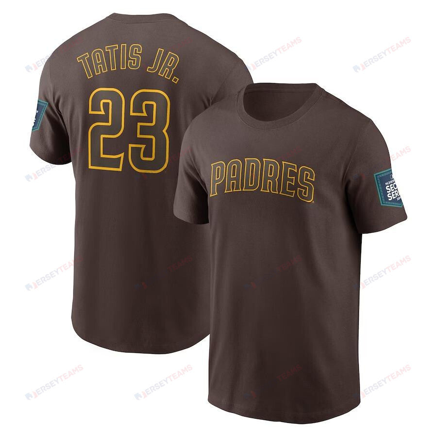 Fernando Tatis Jr. San Diego Padres 2024 MLB World Tour Seoul Series Name & Number T-Shirt - Brown