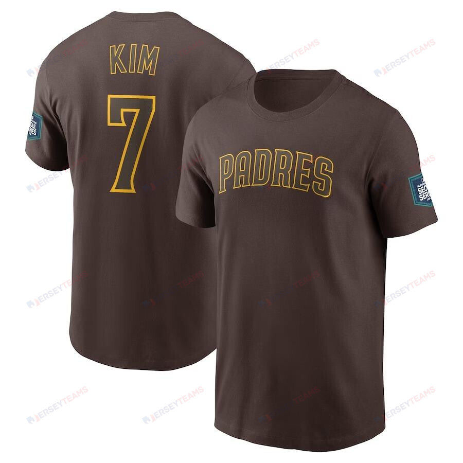 Ha-Seong Kim San Diego Padres 2024 MLB World Tour Seoul Series Name & Number T-Shirt - Brown