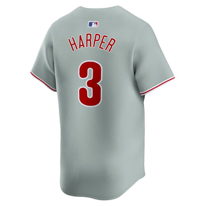 Bryce Harper 3 Philadelphia Phillies Away Limited Player Men Jersey - Gray