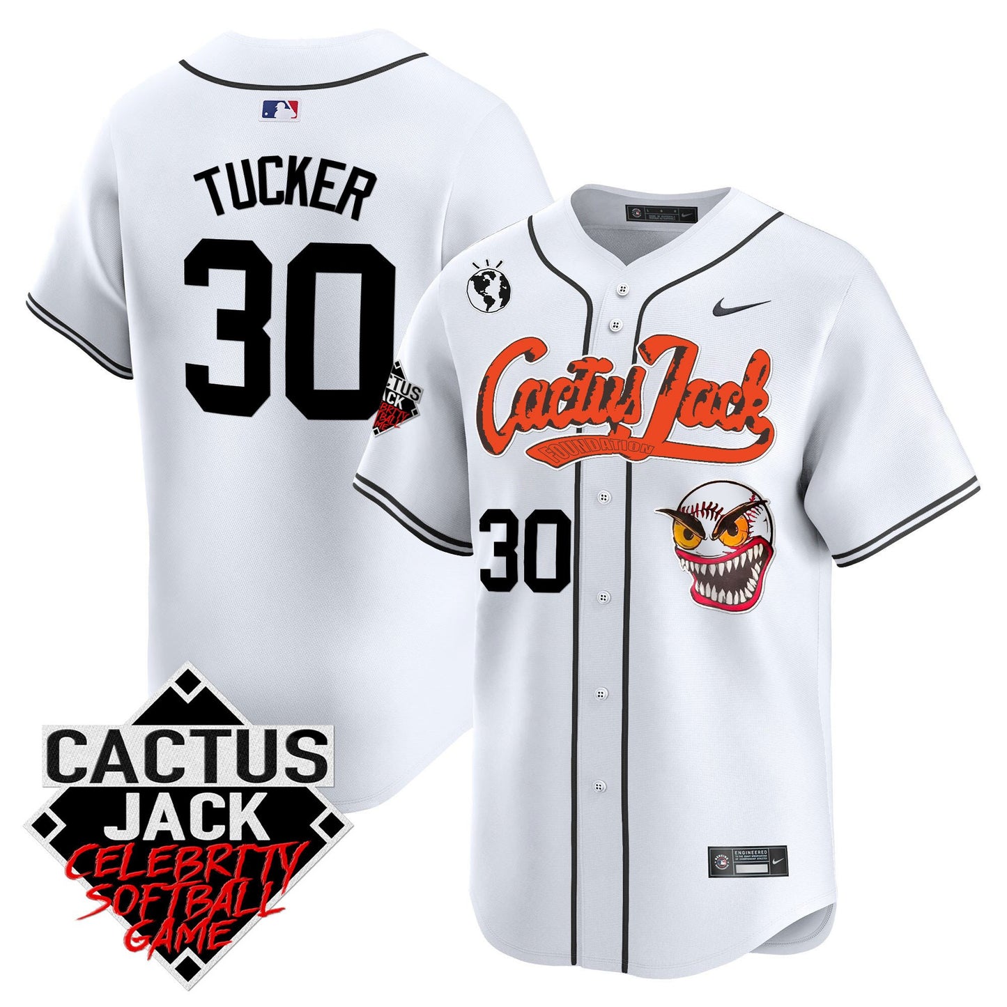 Kyle Tucker 30 Houston Astros Cactus Jack Celebrity Softball Game Patch Men Jersey - White