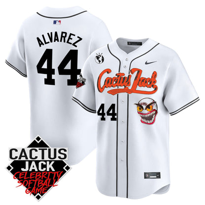 Yordan Álvarez 44 Houston Astros Cactus Jack Celebrity Softball Game Patch Men Jersey - White