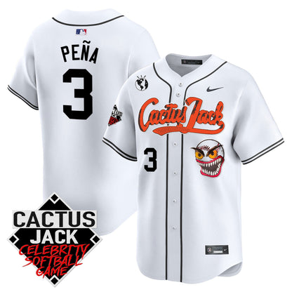 Jeremy Pena 3 Houston Astros Cactus Jack Celebrity Softball Game Patch Men Jersey - White