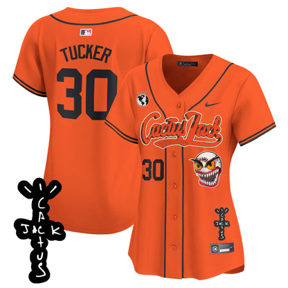 Kyle Tucker 30 Houston Astros Cactus Jack Patch V2 Women Jersey - Orange