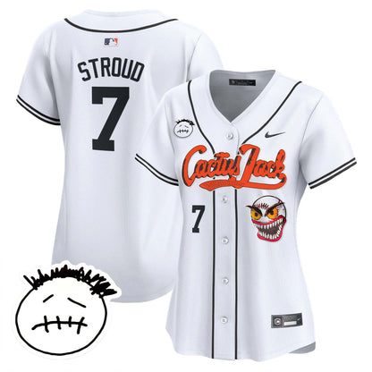 CJ Stroud 7 Houston Astros Cactus Jack Patch V3 Women Jersey - White