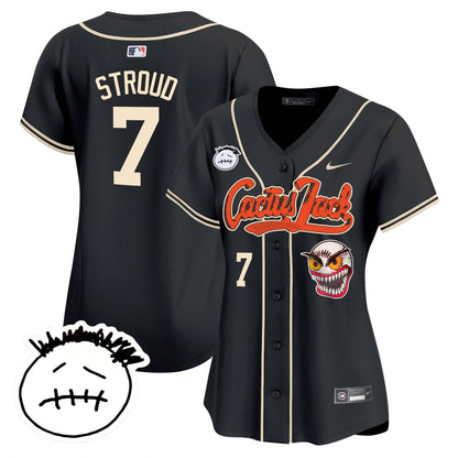 CJ Stroud 7 Houston Astros Cactus Jack Patch V3 Women Jersey - Black