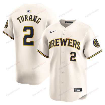 Brice Turang 2 Milwaukee Brewers Home Limited Men Jersey - Cream