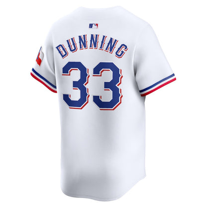 Dane Dunning 33 Texas Rangers Home Limited Player Men Jersey - White