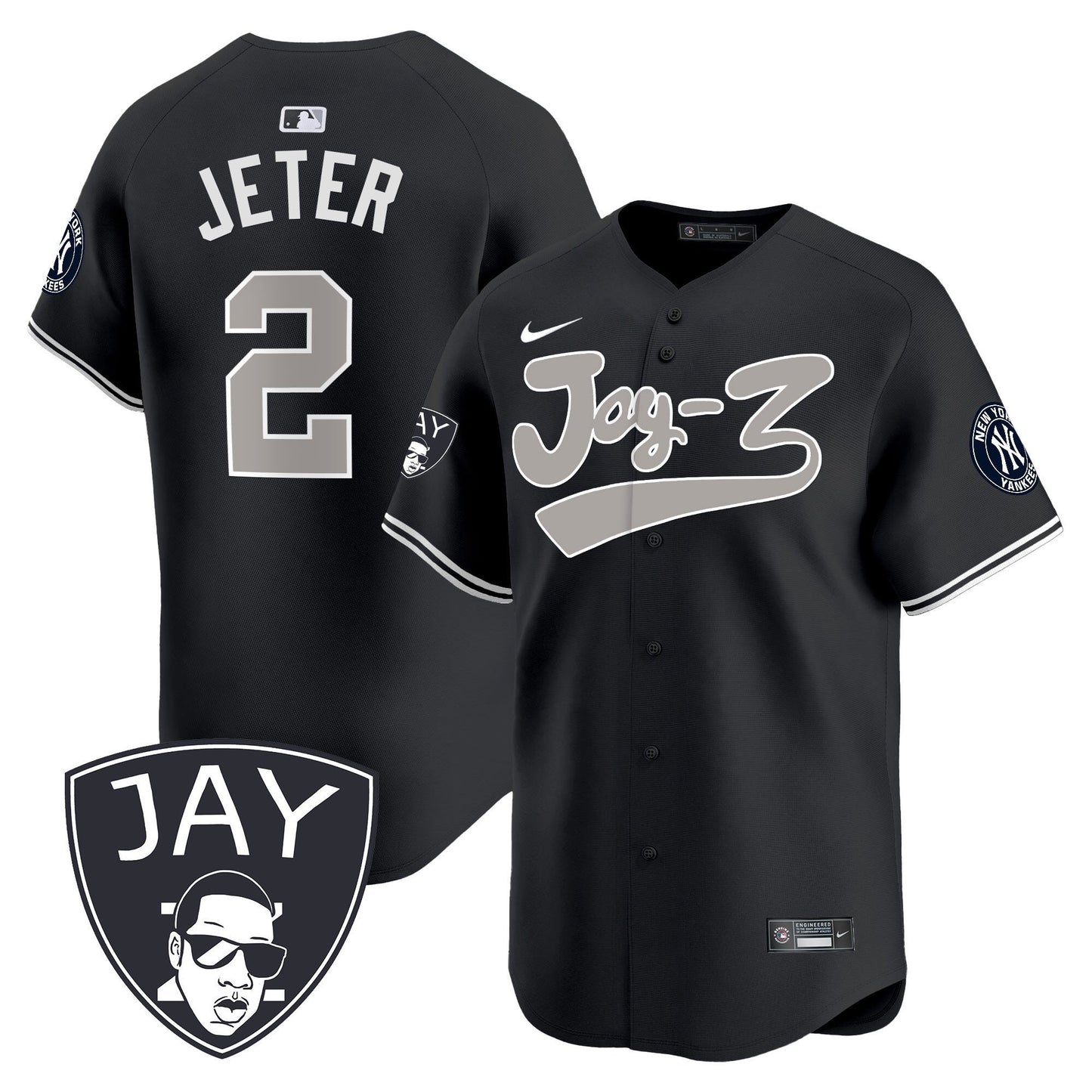 Derek Jeter 2 New York Yankees Jay-Z Men Jersey - Black