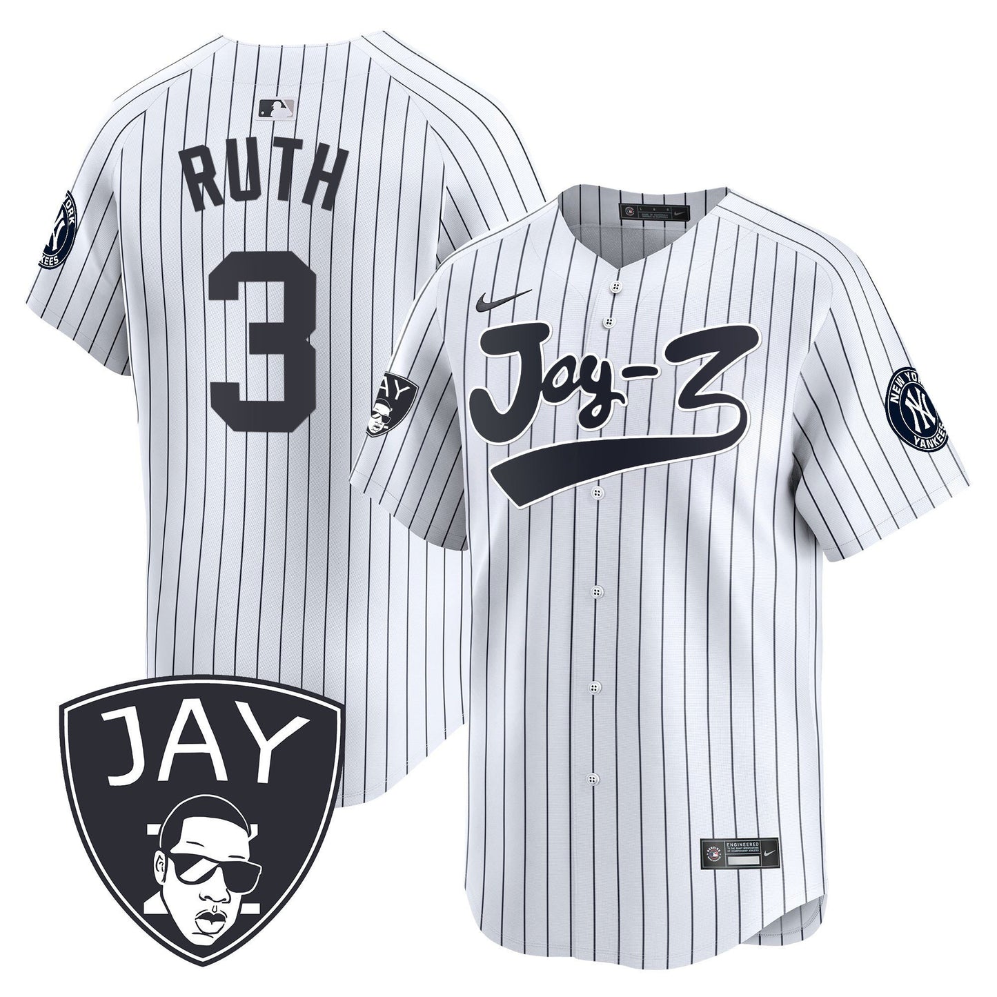 Babe Ruth 3 New York Yankees Jay-Z Men Jersey - White