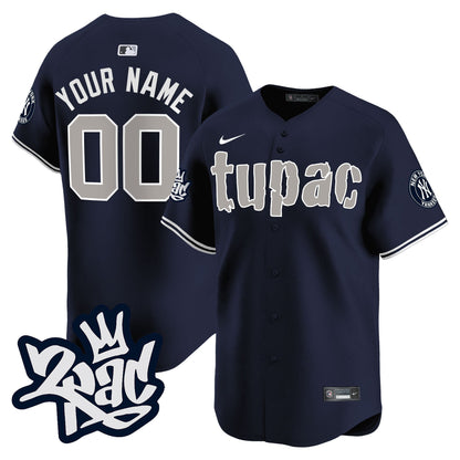 New York Yankees Tupac Shakur Custom Men Jersey - Navy