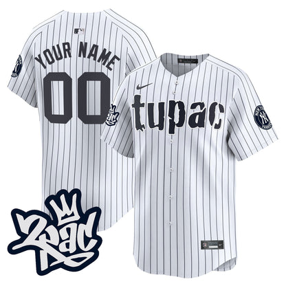 New York Yankees Tupac Shakur Custom Men Jersey - White