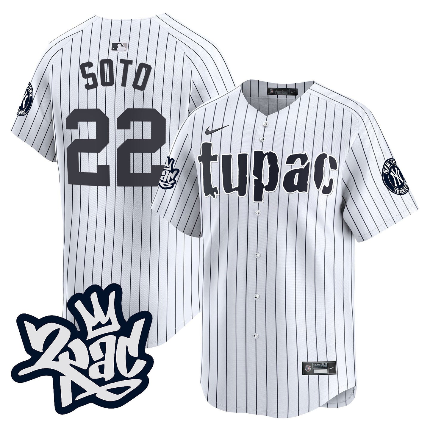 Juan Soto 22 New York Yankees Tupac Shakur Men Jersey - White