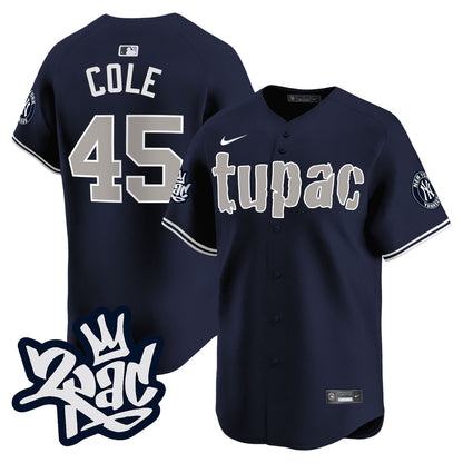 Gerrit Cole 45 New York Yankees Tupac Shakur Men Jersey - Navy