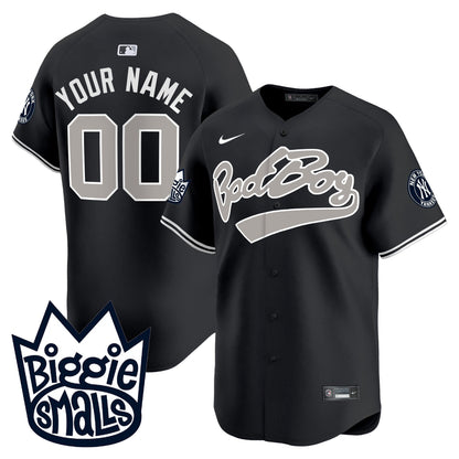 New York Yankees Biggie Smalls Custom Men Jersey - Black
