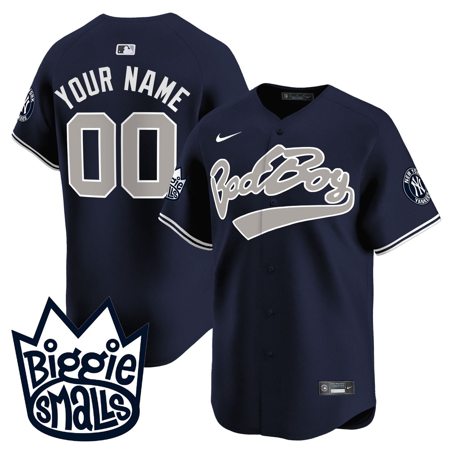 New York Yankees Biggie Smalls Custom Men Jersey - Navy