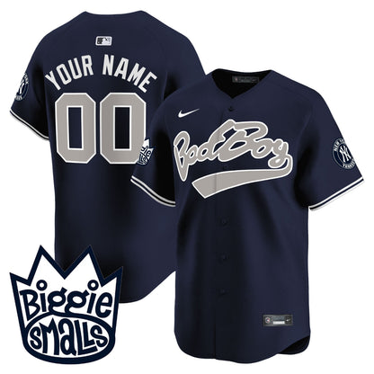 New York Yankees Biggie Smalls Custom Men Jersey - Navy