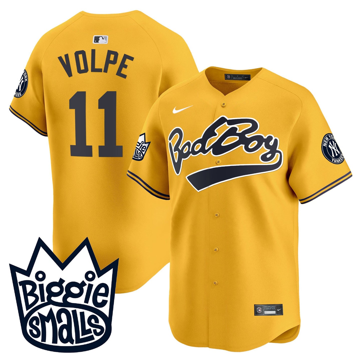 Anthony Volpe 11 New York Yankees Biggie Smalls Men Jersey - Gold