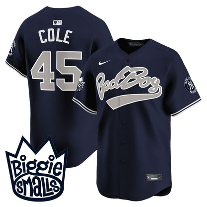 Gerrit Cole 45 New York Yankees Biggie Smalls Men Jersey - Navy