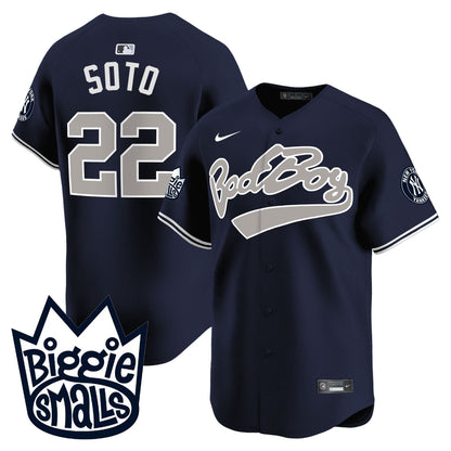 Juan Soto 22 New York Yankees Biggie Smalls Men Jersey - Navy