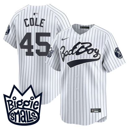 Gerrit Cole 45 New York Yankees Biggie Smalls Men Jersey - White