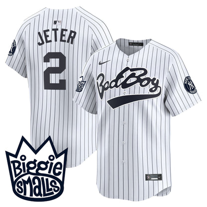 Derek Jeter 2 New York Yankees Biggie Smalls Men Jersey - White