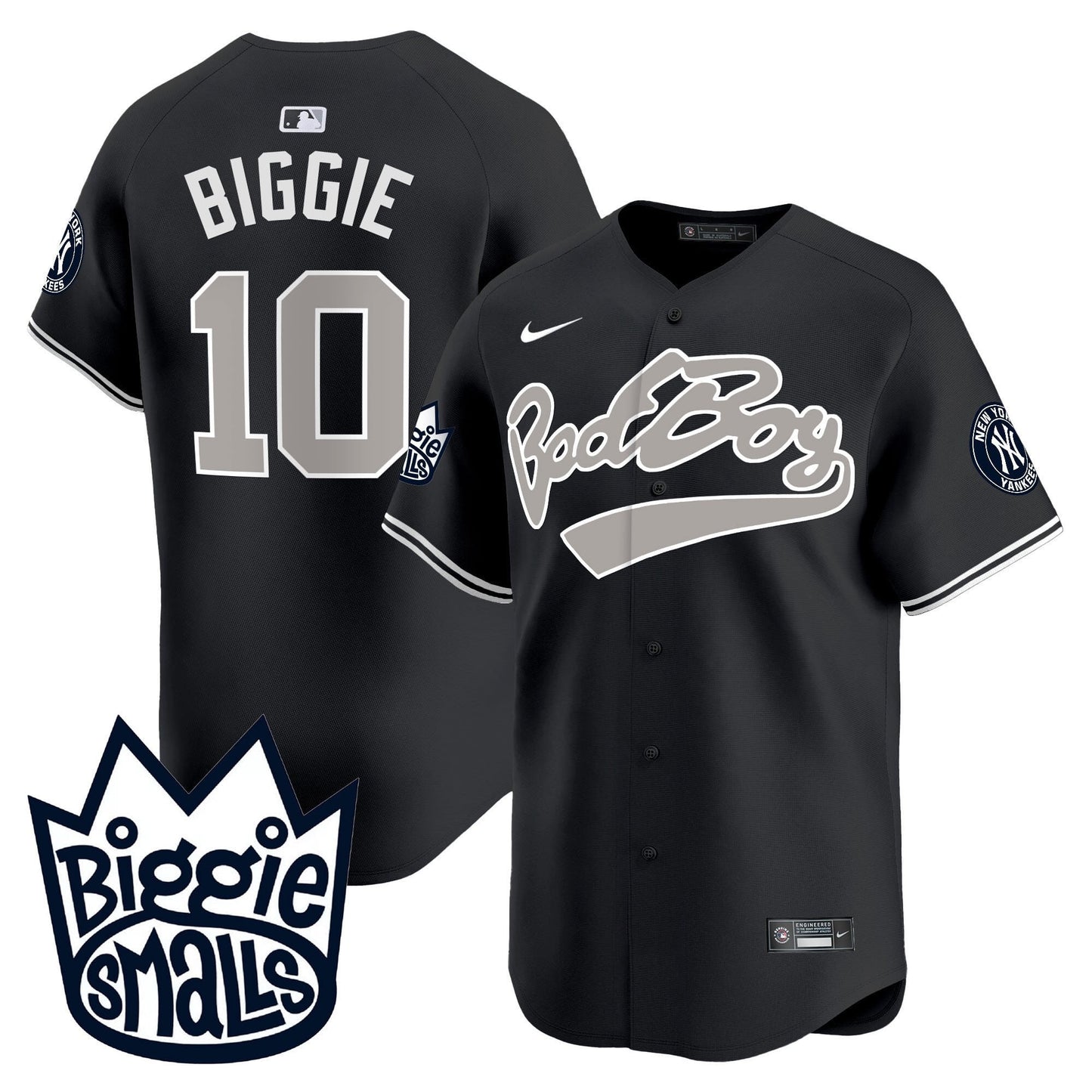 Biggie 10 New York Yankees Biggie Smalls Men Jersey - Black