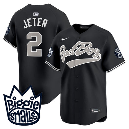 Derek Jeter 2 New York Yankees Biggie Smalls Men Jersey - Black