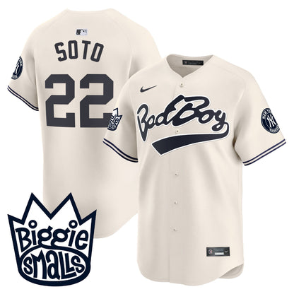 Juan Soto 22 New York Yankees Biggie Smalls Men Jersey - Cream