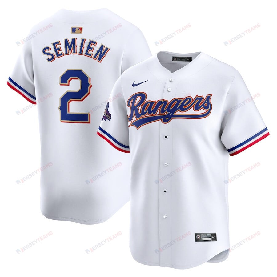 Marcus Semien 2 Texas Rangers 2024 Gold Collection Limited Jersey - White